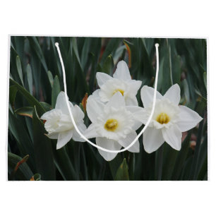 White daffodils large gift bag