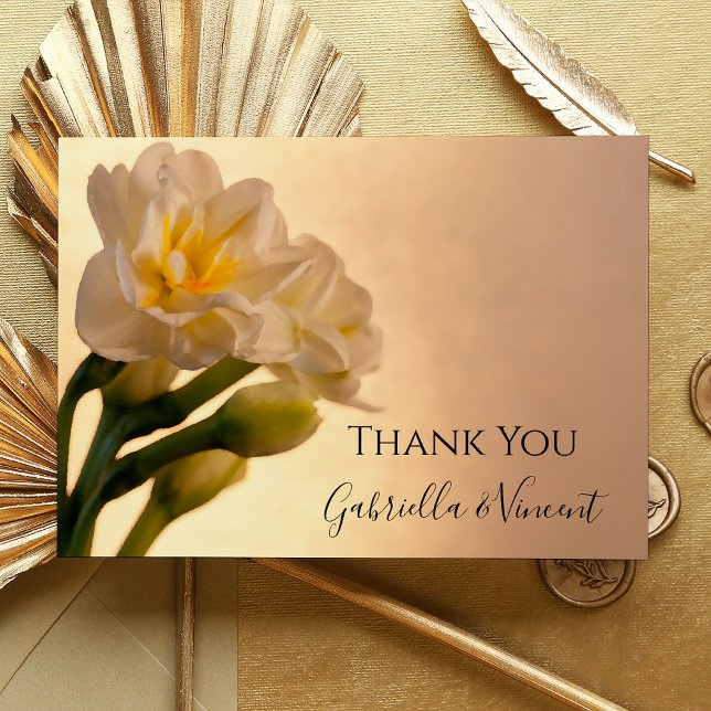 White Daffodils Spring Wedding Flat Thank You Note Card (Creator Uploaded)