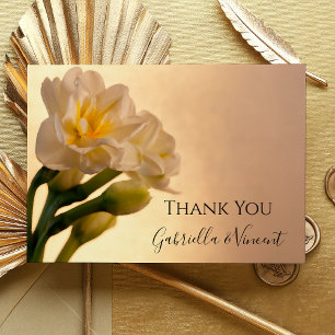 White Daffodils Spring Wedding Flat Thank You Note Card