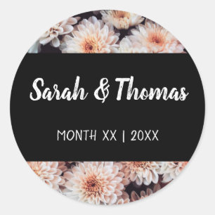 WHITE DAHLIA FLORAL ELEGANT WEDDING CLASSIC ROUND STICKER