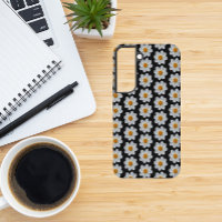 White Dahlia Floral Pattern on Black