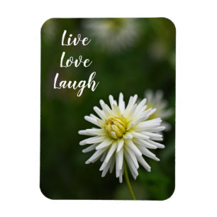 White Dahlia Flower Motivational Magnet