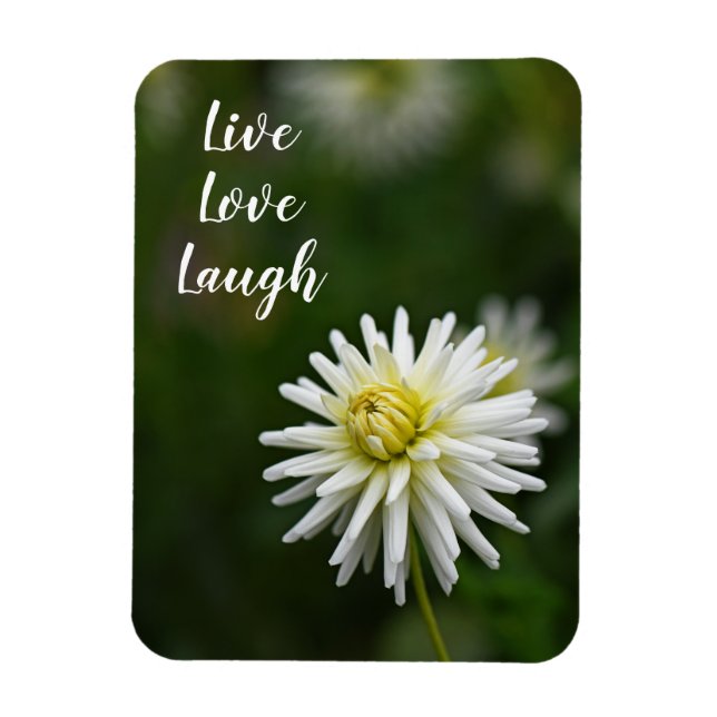 White Dahlia Flower Motivational Magnet (Vertical)