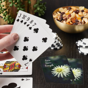 White Dahlia Flower Motivational Playing Cards
