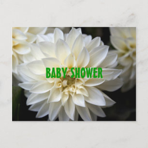 white dahlia flowers  baby shower invitation