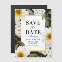 White Dahlias and Spireas Botanical Save The Date