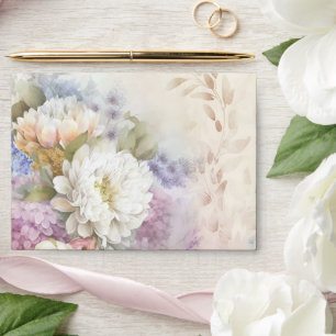 White Dahlias With Pastel Purple and Blue Accents Envelope