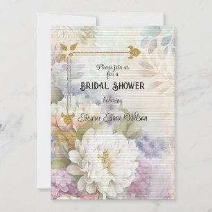 White Dahlias With Purple and Blue Accents Invitation