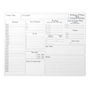 White Daily Planner 5 and 1 Food Journal Notepad