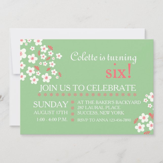 White Dainties Floral Invitation (Front)