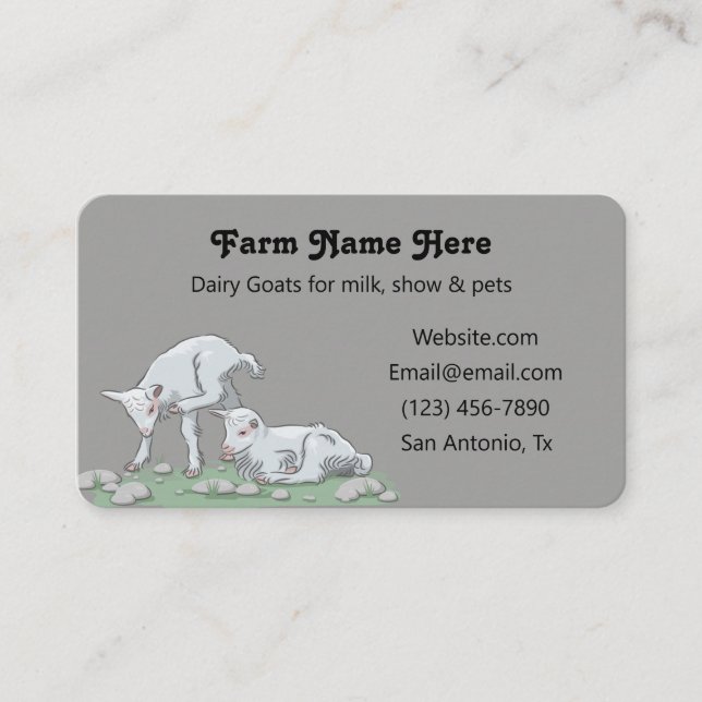 White Dairy Goat Kid Business Card (Front)