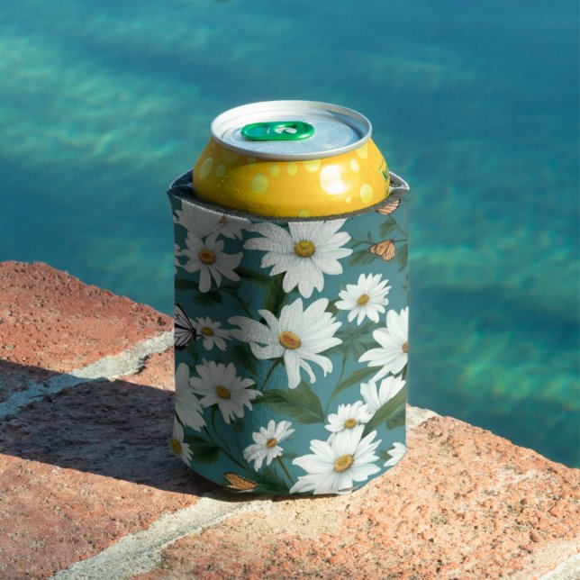 White Daisies and Butterflies Can Cooler (In Situ Pool)