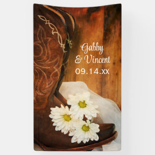 White Daisies and Cowboy Boots Western Wedding Banner
