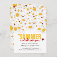 White Daisies And Red Ladybugs Summer Party