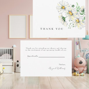White Daisies Baby Shower Thank You Card