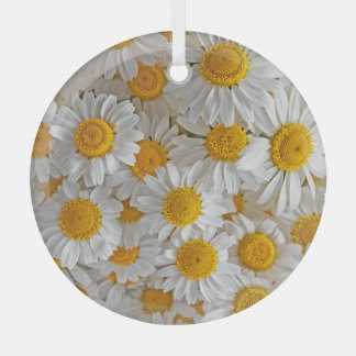 White Daisies: Beautiful Floral Background Glass Tree Decoration