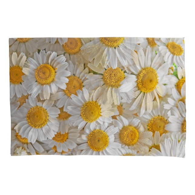 White Daisies: Beautiful Floral Background Pillowcase (Front)