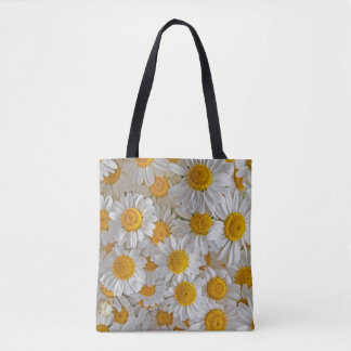 White Daisies: Beautiful Floral Background Tote Bag
