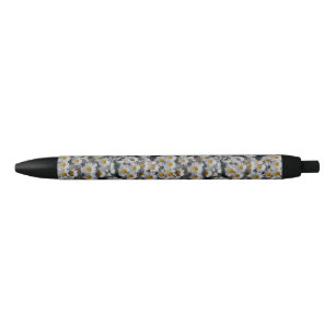 White Daisies Black Ink Pen