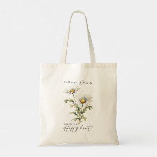 White Daisies Bohemian Romantic Boho Floral Tote Bag