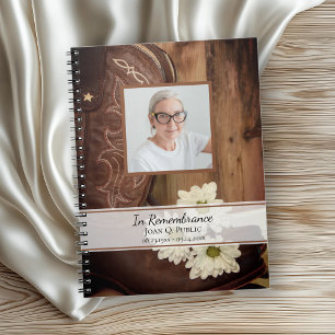 White Daisies Boots Funeral Memorial Guest Book