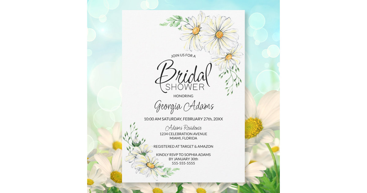 White Daisies Bridal Shower Invitation Zazzle