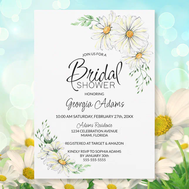 White Daisies Bridal Shower Invitation Zazzle