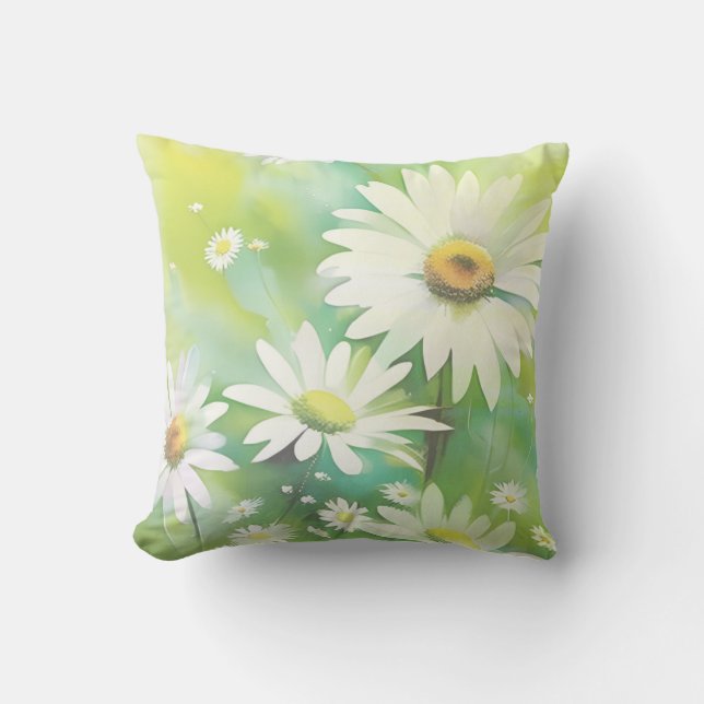 White Daisies  Cushion (Front)
