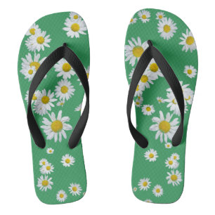 White Daisies Cust. Colour Adult Flip Flops