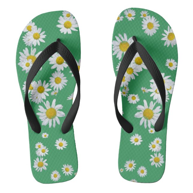 White Daisies Cust. Colour Adult Flip Flops (Footbed)