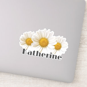 White Daisies Custom Name Floral Contour