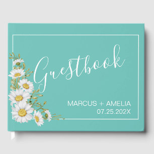  White Daisies Custom Wedding Guest Book