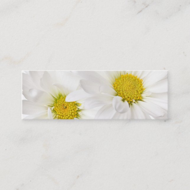 White Daisies - Customised Daisy Flower Template Mini Business Card (Front)