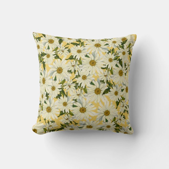 White Daisies Daisy Flower Yellow Bright Cheerful Cushion (Front)
