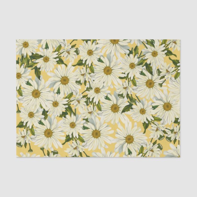White Daisies Daisy Flower Yellow Bright Party Tissue Paper (Front)