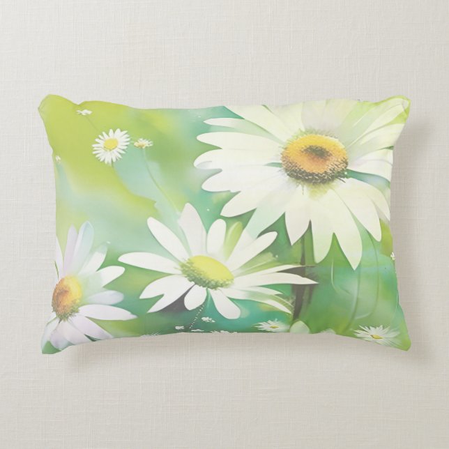 White Daisies Decorative Cushion (Front)