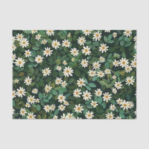 White Daisies Ditsy Pastel Boho 70s Vintage Floral Tissue Paper