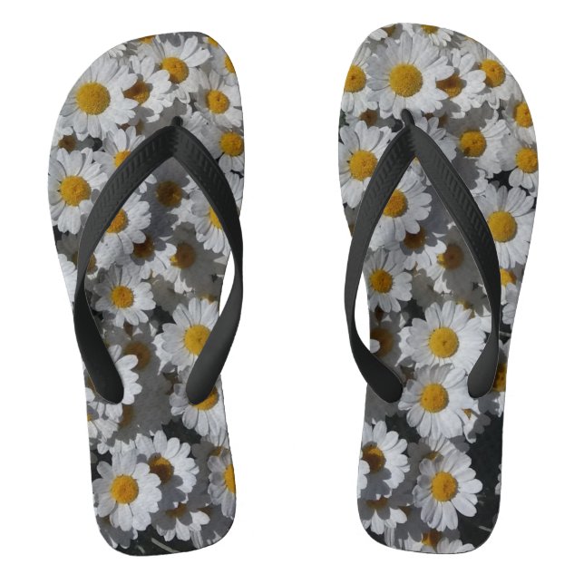 White Daisies Flip Flops (Footbed)
