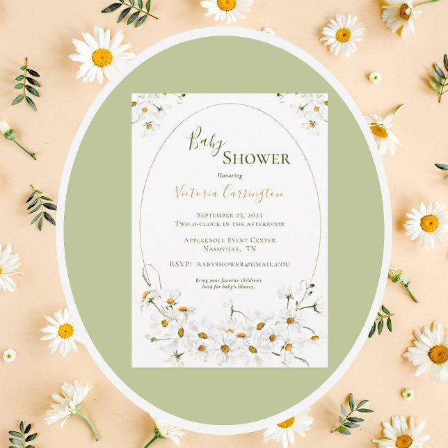 White Daisies Floral Baby Shower Invitation (Creator Uploaded)