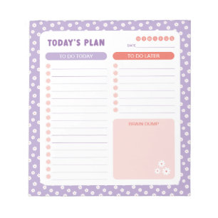 White Daisies Floral Daily To Do List Planner Notepad