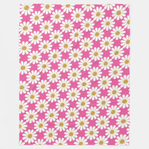 White Daisies floral Fleece Blanket