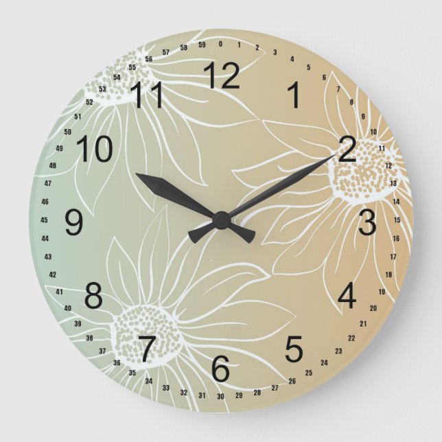 White Daisies Floral Large Clock (Front)