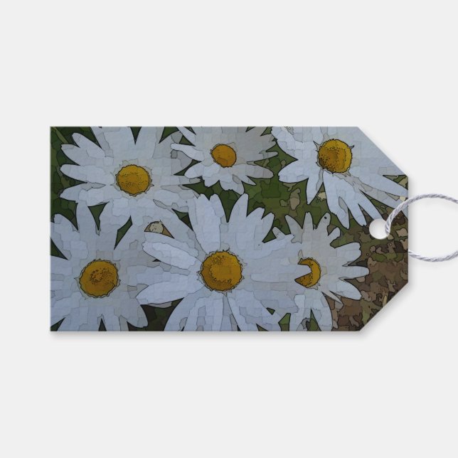 White Daisies Gift Tags (Front (Horizontal))