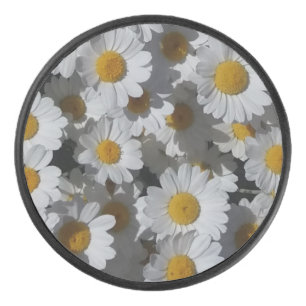 White Daisies Hockey Puck