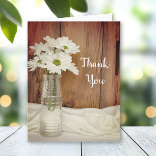 White Daisies in Milk Bottle Wedding Thank You Card