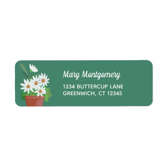 White Daisies in Terra Cotta Return Address (Front)