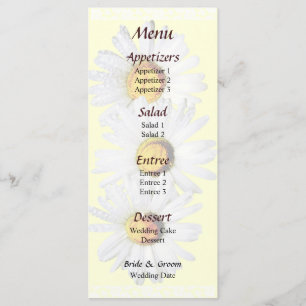 White Daisies in the Rain Orchid Wedding Menu
