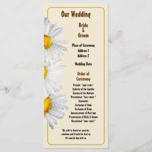 White Daisies in the Rain Wedding Program Programme