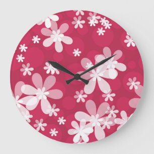 White daisies large clock