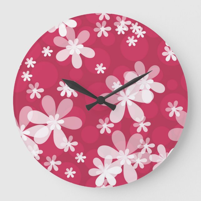 White daisies large clock (Front)